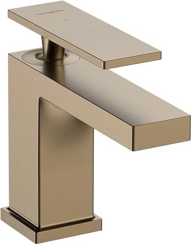 hansgrohe Tecturis E - Waschtischarmatur für Kaltwasser ohne Ablauf, Wasserhahn für Gäste WC mit Auslauf Höhe 90 mm, Mischbatterie Waschbecken wassersparend (EcoSmart+), Brushed Bronze, 73013140