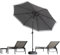 PURPLE LEAF Sonnenschirm 270 cm Rund, Ampelschirm mit Fransen, Terrassenschirm mit Kurbel, UV-Schutz 50+, Wasserabweisend, Gestell Aluminium, für Terrasse, Balkon, Grau