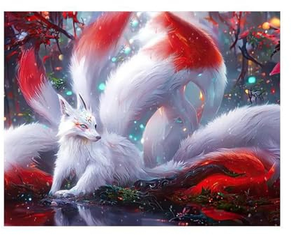 5D Diamond Painting Erwachsene, Fuchs Diamant Kunst Kreuzstich Bilder, DIY Diamant Eckige Steine Kunst Malerei Stickerei Set, Für Wand Schlafzimmer und Wohnzimmerdekoration 30×40cm