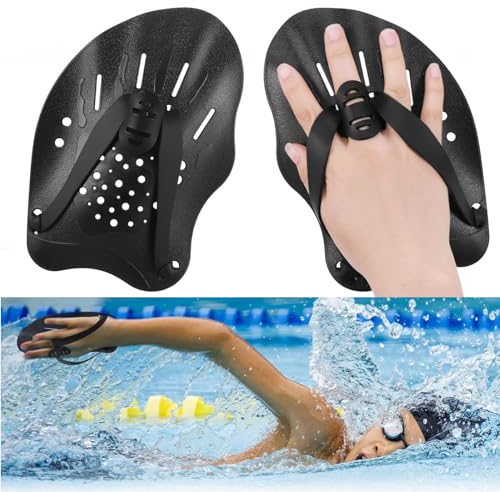 Zocipro 1 Paar Hand Paddles Schwimmen, Handpaddel zum Schwimmen, Schwimmpaddel mit verstellbaren Riemen ,Krafttrainingshilfe, Pool-Trainingsgerät, Zubehör für Erwachsene, Kinder, Unisex