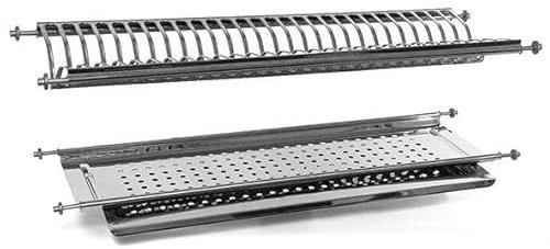 VI.TEL. Kit Scolapiatti ad incasso con attacco a molle Acciaio Inox con Supporto Vasca da 86 cm per pensili da 90 cm griglia portapiatti MADE IN ITALY KIT COMPLETO