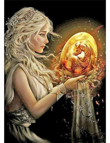 TDFERAN/30x40CM 5D Peinture Diamant Femme et Dragon || Broderie Diamant Animaux Fantastique || Pour Enfants et Adultes || DIY Mosaïque Diamond Art pour Décoration de Salon || Cadeau D'anniversaire
