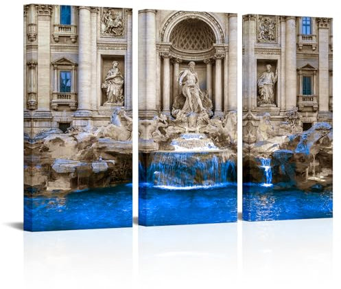 FuShvre Leinwandbild, Barock, Italien, Rom, Architektur, Gemälde, Drucke, Rom, Trevi, Brunnenbilder, Kunstwerk, gerahmt, 40,6 x 81,3 cm, 3 Stück