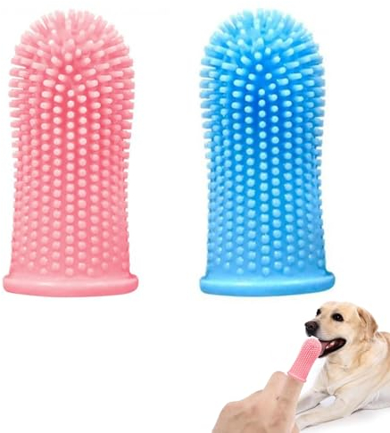 Katzen Zahnbürste, Fingerzahnbürste, Katzenzahnbürste Für Katzen, Cat Toothbrush, Fingerzahnbürste Hund, Zahnbürste Katze, Katze Zahnbürste, Für Welpen/Katzen, Fingerzahnbürste(Blau, Rosa)