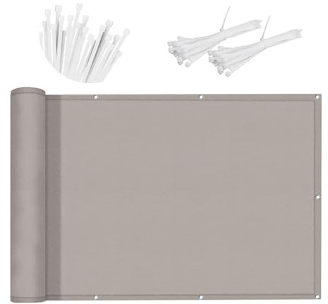 SUNNY GUARD Brise Vue Balcon 80x200cm Cache Vue Balcon,Protection UV,Coupe-Vent et Imperméable,pour Terrasse Jardin Balcon Patio,avec Attaches de câble,Taupe