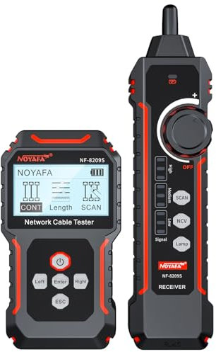 Network Cable Tester with POE, Wire Tracer with Cable Length Test, Port Flashing, NCV for Network Cable, Support Type-C Charging (NF-8209S)