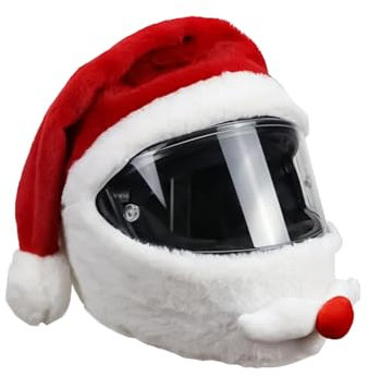 BORFUE Housse de protection intégrale en peluche pour casque de moto Motif Père Noël
