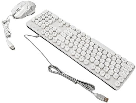 Tastiera da gioco cablata e mouse combinato, 104 tasti RGB retroilluminato tastiera meccanica Gaming Mouse Set 3600 DPI, per giocatori PC (bianco)