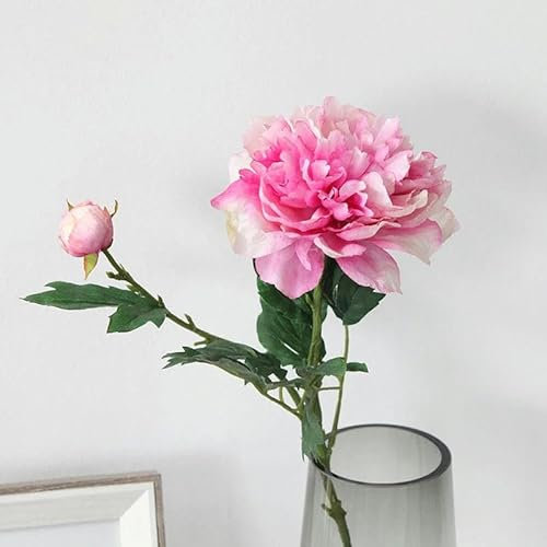 2 Köpfe Seidenpfingstrose Künstliche Blume Einzelner Zweig Gefälschte Pfingstrose Große Blumen Champagner DIY Blumenstrauß Home Party Hochzeitsdeko-Mauve