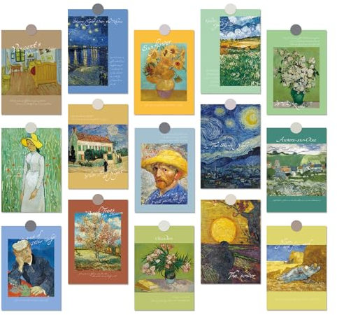 A ART·ZONE Van Gogh Wandkunst-Collage-Set, Poster für Zimmer, 10 x 14 cm, Gemälde, Wohnungsdekoration, bunte Wandkunst, ästhetische Bilder, Kunstdrucke für Wanddekoration