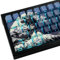 PBT Keycaps, 131 Keys Blue Ukiyo-e Keycaps Dye-Sublimation Cherry Profile Shine Through Side Engraved Transparent Keycaps for Cherry Gateron MX Switches Mechanical Keyboards