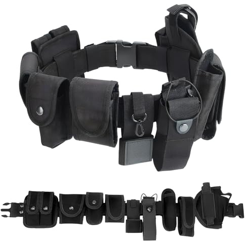 Naapesi 10 Teile Taktischer Modularer Gürtel, Tasche für Gürtel Sicherheitsausrüstung, Vielseitiger Dienstgürtel mit Verstellbaren und Abnehmbaren Komponenten für Strafverfolgung/Sicherheitspersonal