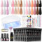 COSCELIA Poly Nagel Starter Set ,15 Farben Poly Extension Gel Nägel Set mit UV Lampe Transparent Weiß Nude Rose Glitzer Nagelset Gelnägel Starterset Nagelverlängerung Kit Base Top Coat Slip Solution