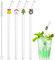Lot de 4 pailles en verre avec breloques, réutilisables et transparentes avec décoration de Noël, jolies pailles de Noël colorées incassables avec brosse de nettoyage