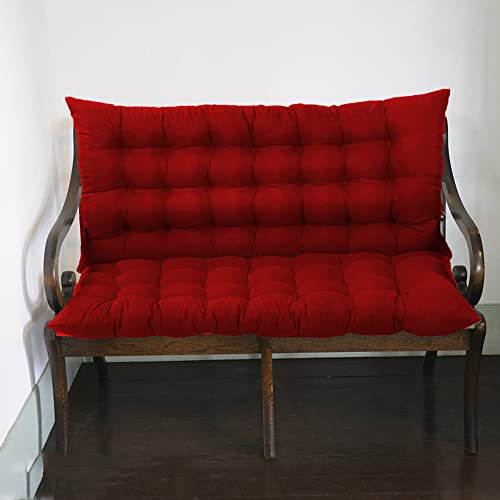 Sitzkissen für Gartenbank, Rückenlehne, Gartenbank, Polster für Schaukel, Liege, Holz, Sofa, Bank, Innen- und Außenbereich, Ersatz-Sitzkissen für 2- oder 3-Sitzerbank, 100 x 100 x 8 cm, Rot
