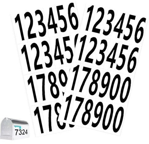 Zahlen Aufkleber schwarz 0-9; 10 Blätter Schwarz Klebezahlen Wetterfest Sticker (240 Stück Zahlen); Selbstklebend; zum Postfach Schilder Fenster Haus Geschäft Mülltonne.