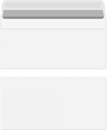 DIN Lang Briefumschläge ohne Fenster, 110 x 220 mm, Selbstklebend mit Abziehstreifen (peal&seal), Weiß, 100 Stück (ohne Fenster)