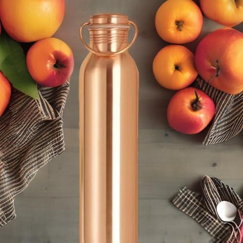 Activelife Trinkflasche aus reinem Kupfer mit Tragegriff, 600 ml, lebensmittelechte Silikondichtung, für Sport, Reisen und Schule, BPA-frei, 2 Stück