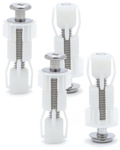 4 PCS Toilet Seat Fittings and Fixtures Toilet Lid Hinge Screws Toilet Seat Fixing Bolts Nylon Expanding Nuts Screws Kit for WC Covers Replacement Parts (M6)