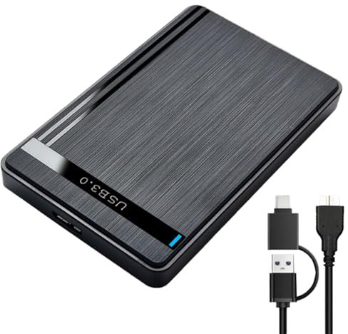 Leloco Festplattengehäuse 2,5 Zoll USB 3.1 SSD Gehäuse, SATA auf USB, USB A, USB C Dual-Anschluss, bis zu 5 Gbps Externes Gehäuse 9.5mm/7mm für SSD und HDD
