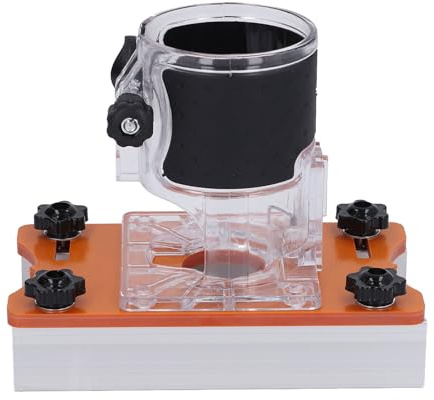 Router Base Plate, Aluminum Alloy, Engineering Plastic Slotting Bracket Router Base Router Jig with Slotting Board, Transparent Cover, Milling Cutter, 3 Fastening Accessories,