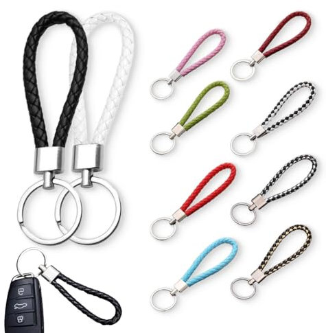ZUWIJEQ 10 Pièces Porte-Clés en Cuir Tressé, Porte-Clés pour Homme et Femme, pour Voiture, Moto, Vélo et Maison, Multicolore