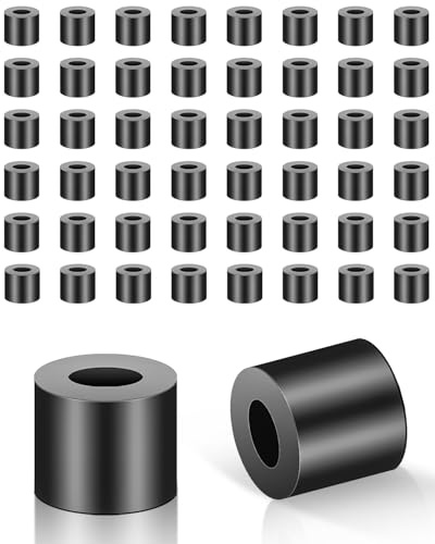 Jeboler Distanzhülsen M6×11×10mm, 50Stk ABS Abstandshalter Kunststoff Runde | Distanzscheiben Schwarz Nylon Unterlegscheiben Isolierung Abstandshülsen ohne Gewinde Säulen Distanzhülse für Schrauben
