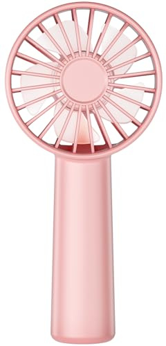 Hssio Portable Handheld Fan, Mini Desk Fan 1800mAh, 3 Speeds, Ultra Quite, Up to 8H Long Use Time, Small Personal Cooling Fans Makeup Lash Fan for Women Girls, Pink