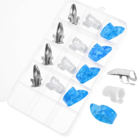 Milisten 15 Pack Celluloid Thumb & Finger Picks Set with Storage Case - Ultra Thin Fingerstyle Plectrums for Acoustic Electric Guitar Bass Banjo Ukulele & Mandolin