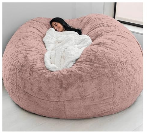 Bean Bag Bean Bag Big Bean Bag, Ultra Soft (Contains Filler) Bag Bed For Adults Big Round Lazy Sofa Cover(Pink, 2,1 m)