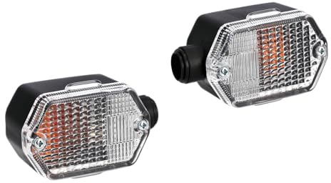 Set: Blinker 6-eckig in Schwarz mit weiß-transparentem Glas - Simson S53,