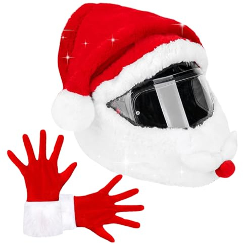 Weihnachtsmütze für Motorradhelm, lustiger und plüschiger Motorradhelm