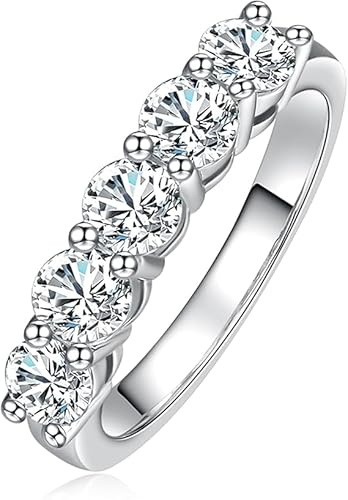 aomoso Bague pour Dames - Bague Moissanite - Avec GRA Certificat, Argent 925, Moissanite de Haute Qualité, Couleur D, Grade VVS1,Convient pour : Date/Tous les Jours/Mariage