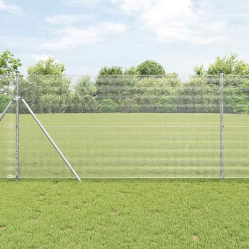 Zaunpfosten Silber 50 x 1 m, 12 x 12 mm Netz, Stahl, pulverbeschichtet, wetterbeständig, für Gartenzaun, Sichtschutz, Outdoor-Bereich