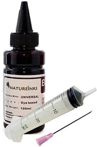 Natureinks 100ml Universal Black dye Refill Printer Ink Bottles kit for Refillable or CISS cartridge system + 1 x 30ml syringes with FREE extender nozzle