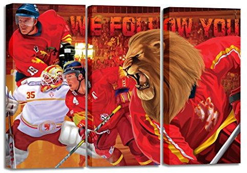 Düsseldorf Eishockey, Fan Artikel Leinwandbild 3Teiler Gesamtmaß 120x80cm, Auf Holzrahmen gespannt, Kein Poster oder billig Plakat, Must Have für echte Fans