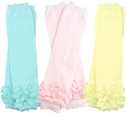 juDanzy 3 Pares De Calentadores De Piernas Para Bebés Para Recién Nacidos, Bebés, Niños Pequeños, Niños bebes|Amarillo, Rosa, Agua|Recién Nacido