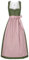 Nübler Dirndl lang Damen THEA - 2-teiliges Dirndl Kleid mit Langer Schürze im Landhausstil, 90 cm Rocklänge, Herz-Ausschnitt, Blumenmuster in Oliv und Rosa, perfekte Trachtenmode, Größe:40