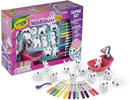 Crayola - Washimals, Super Set, 12 kleine Tierfiguren und 12 Filzstiften, Spiel und Geschenk für Kinder, ab 3 Jahren