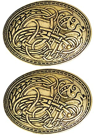 sharprepublic 2 Stück Wikinger Brosche Fibel Scheibenfibel Wikingerschmuck Abzeichen für Damen Tracht Kleid Schmuck