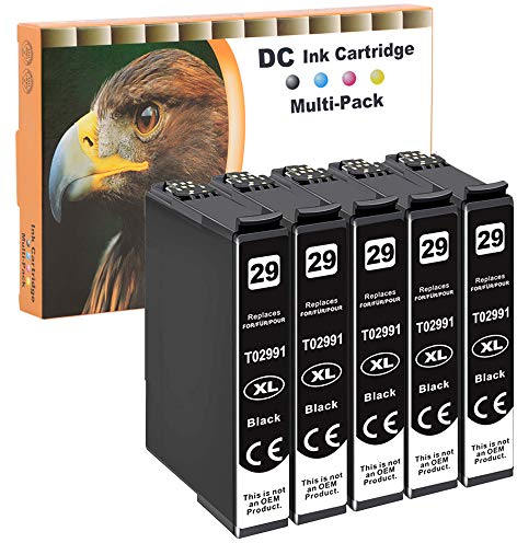 D&C 5X 15ml Black Druckerpatronen Kompatibel für Epson 29 29XL BK für Epson Expression Home XP-330 XP-330 Series XP-332 XP-335 XP-340 XP-342 XP-345 XP-352 XP-355 XP-430 XP-430 Series XP-432 XP-435