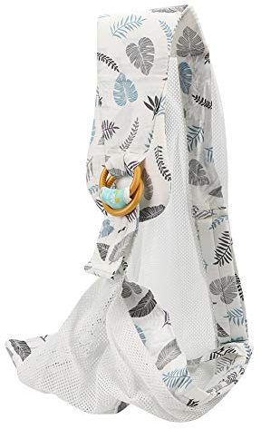 Baby Wrap Carrier, Baby Carrier Sling Säuglingsring Sling Stillen Stillträger für Neugeborene(Weiße Blätter (atmungsaktiv))