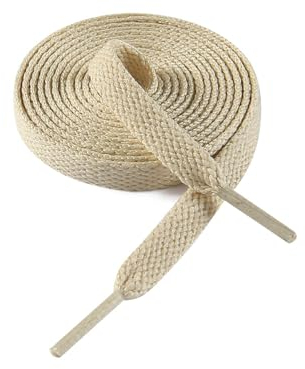 VSUDO 120cm Flat Cream Shoe Laces - 8mm Wide Beige Laces for Trainers (1Pair-Beige-120cm)