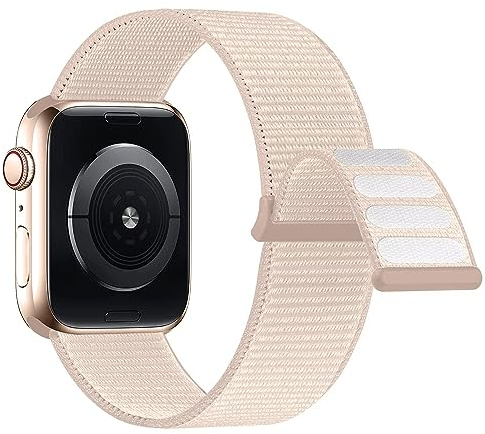 Lobnhot Cinturino in nylon compatibile con Apple Watch, 40 mm, 38 mm, 41 mm, cinturino sportivo regolabile compatibile con iWatch Series 7 SE 6 5 4 3 2 1 (38/40/41 mm, rosa rosa)