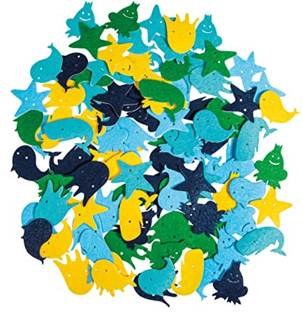 Rayher Motivi Feltro Misto Mare Adesivo, Colori Misti, 4 cm, Busta Blister 100 Pezzi, 43002999