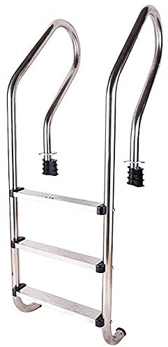 AWJ Pasamanos de Piscina, Escalera de escalones de Piscina de Acero Inoxidable 304, Capacidad de Carga de 250 Libras, para Piscinas de jardín/Plata/2 escalones (3 escalones Plateados)