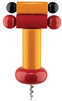 Alessi un Brindisi Disegnato ad Arte ES17 - Tire-Bouchon Design en Bois de Hêtre, Jaune, Rouge et Noir