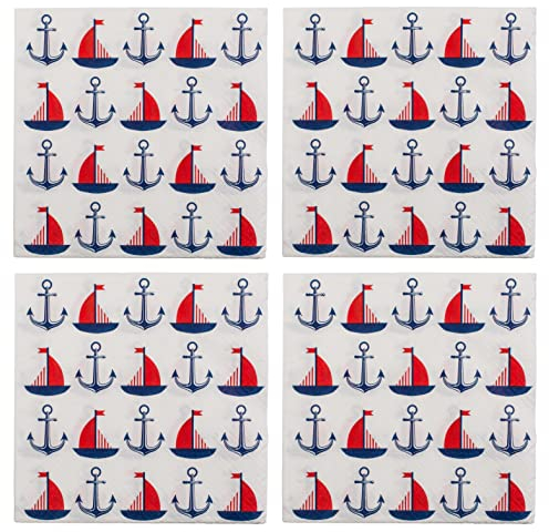 Papierservietten Servietten-Set 3-lagig Größe 33 x 33 cm (4 Pckg. Anchors & Sails)