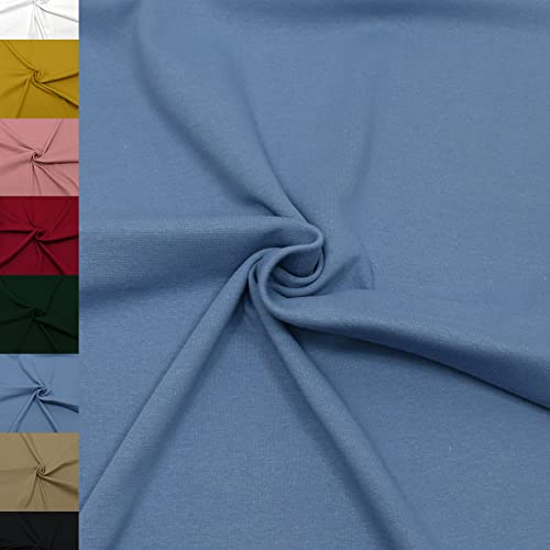 MAGAM-Stoffe Noah Bündchenstoff Feinstrick uni Oeko-Tex Meterware 50cm (23. Rauchblau)