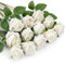 OWLKELA 12 Stück Weiß Künstliche Rosen, Künstliche Flanellblumen, Künstliche Blumen, Einzelne Langstielige Blumen, Realistische Dekorative Blumen für Hochzeit, Haus, Garten, Dekoration